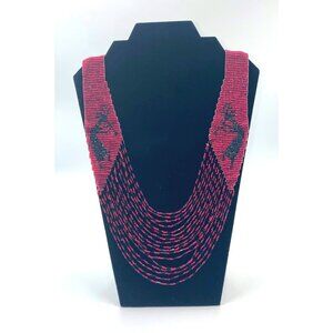 Necklace Women Kokopelli Needle Weaving Seed Bead Jewelry Red Black
